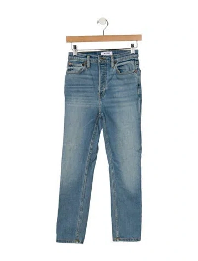 Pre-owned Re/done High-rise Straight Leg Jeans In Blue
