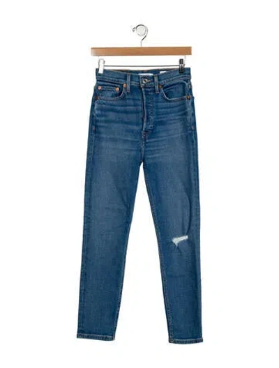 Pre-owned Re/done High-rise Straight Leg Jeans In Blue