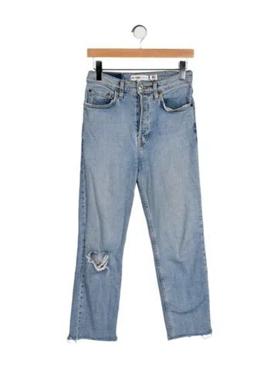 Pre-owned Re/done High-rise Straight Leg Jeans In Blue