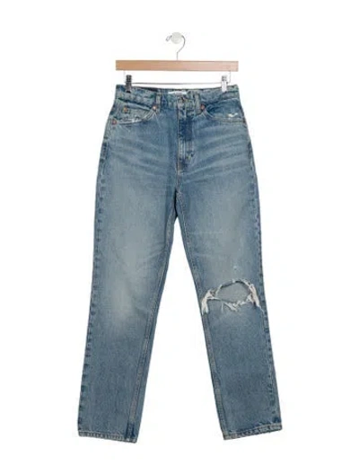 Pre-owned Re/done High-rise Straight Leg Jeans In Blue