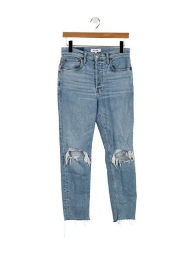 Pre-owned Re/done High-rise Straight Leg Jeans In Blue