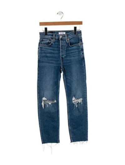 Pre-owned Re/done High-rise Straight Leg Jeans In Blue