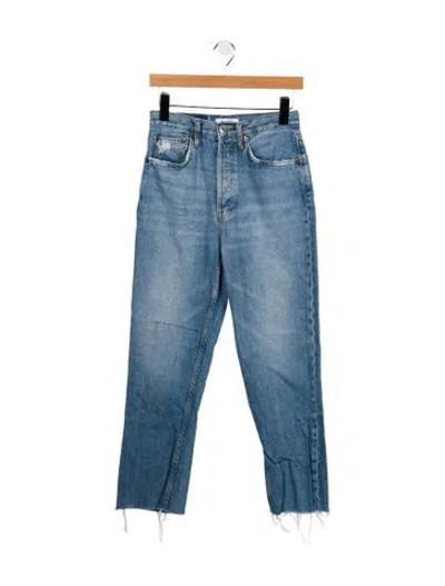 Pre-owned Re/done High-rise Straight Leg Jeans In Blue