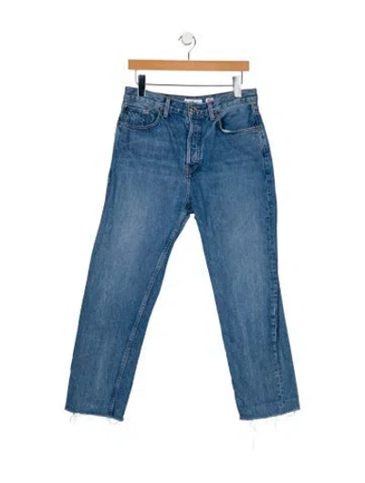 Pre-owned Re/done High-rise Straight Leg Jeans In Blue