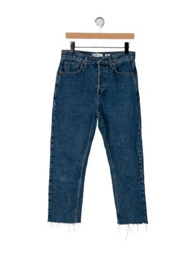 Pre-owned Re/done High-rise Straight Leg Jeans In Blue