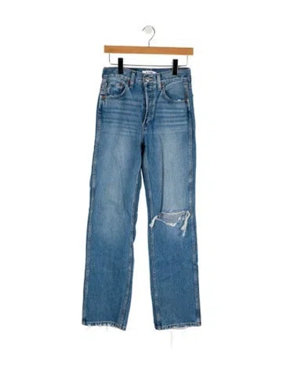 Pre-owned Re/done High-rise Straight Leg Jeans In Blue