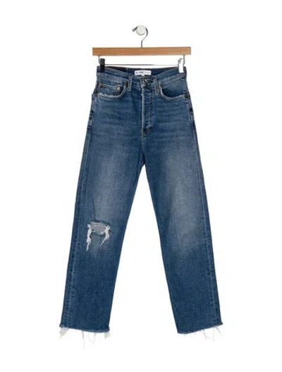 Pre-owned Re/done High-rise Straight Leg Jeans In Blue