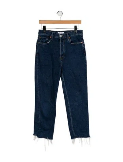 Pre-owned Re/done High-rise Straight Leg Jeans In Blue