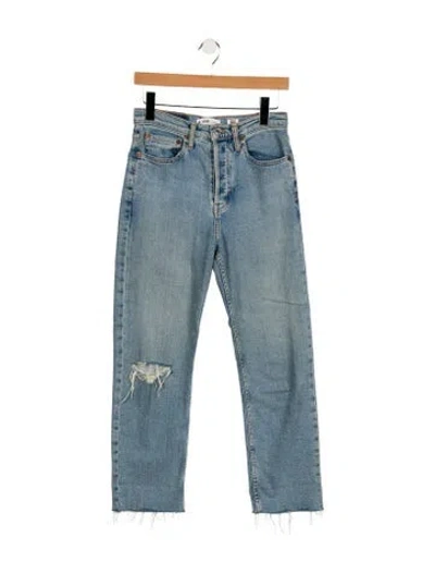 Pre-owned Re/done High-rise Straight Leg Jeans In Blue