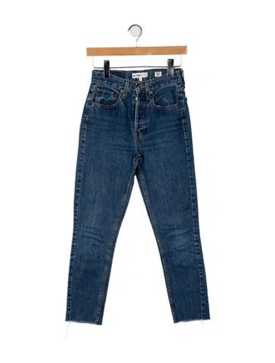 Pre-owned Re/done High-rise Straight Leg Jeans In Blue