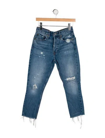 Pre-owned Re/done High-rise Straight Leg Jeans In Blue
