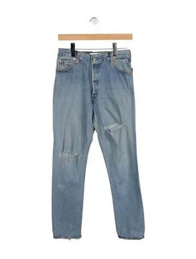 Pre-owned Re/done High-rise Straight Leg Jeans In Blue
