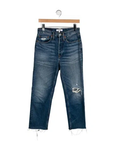 Pre-owned Re/done High-rise Straight Leg Jeans In Blue
