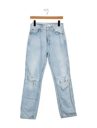 Pre-owned Re/done High-rise Straight Leg Jeans In Blue