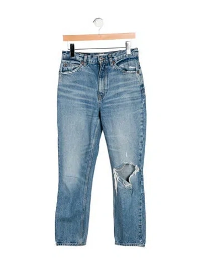 Pre-owned Re/done High-rise Straight Leg Jeans In Blue