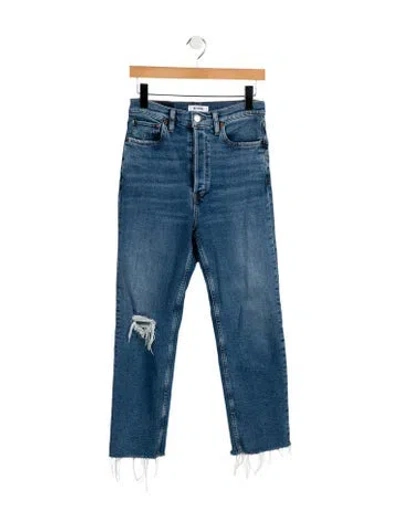 Pre-owned Re/done High-rise Straight Leg Jeans In Blue