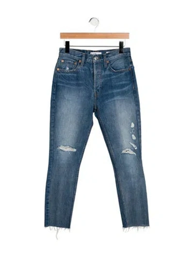 Pre-owned Re/done High-rise Straight Leg Jeans In Blue
