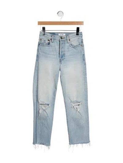 Pre-owned Re/done High-rise Straight Leg Jeans In Blue