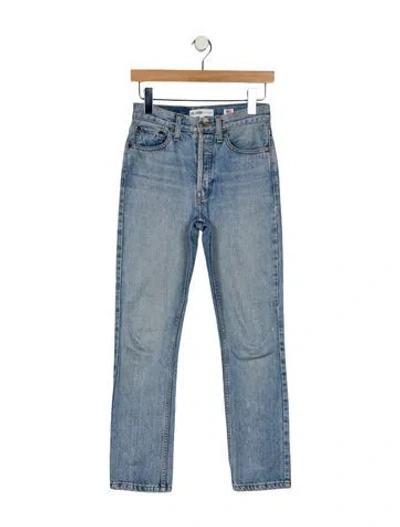Pre-owned Re/done High-rise Straight Leg Jeans In Blue