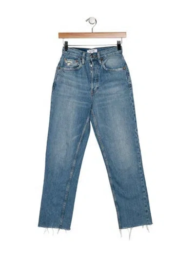 Pre-owned Re/done High-rise Straight Leg Jeans In Blue