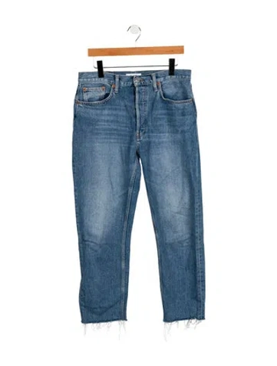 Pre-owned Re/done High-rise Straight Leg Jeans In Blue