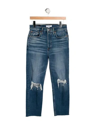 Pre-owned Re/done High-rise Straight Leg Jeans In Blue
