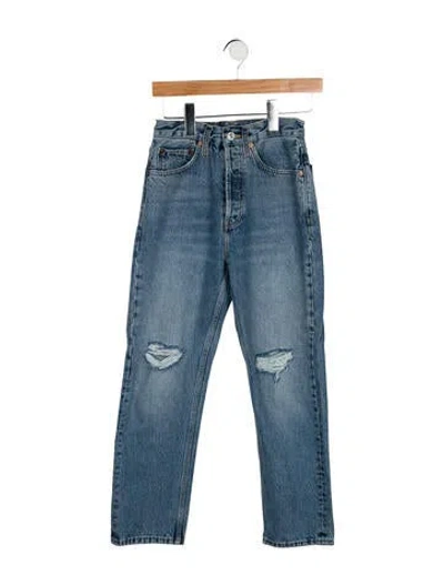 Pre-owned Re/done High-rise Straight Leg Jeans In Blue