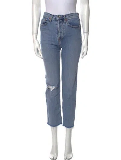 Pre-owned Re/done High-rise Straight Leg Jeans In Blue