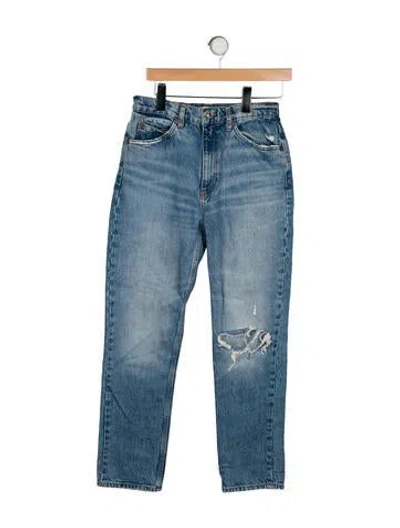 Pre-owned Re/done High-rise Straight Leg Jeans In Blue