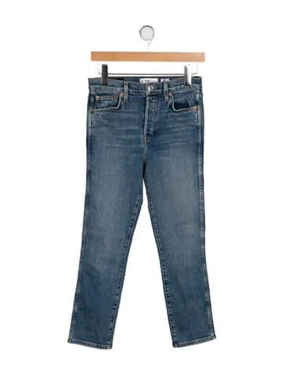 Pre-owned Re/done High-rise Straight Leg Jeans In Blue