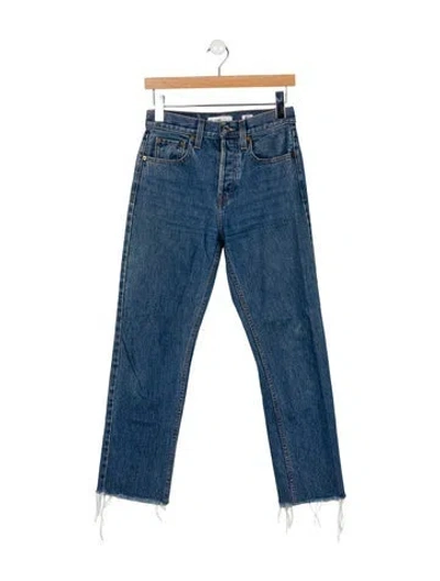 Pre-owned Re/done High-rise Straight Leg Jeans In Blue