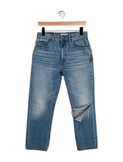 Pre-owned Re/done High-rise Straight Leg Jeans In Blue