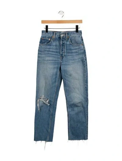 Pre-owned Re/done High-rise Straight Leg Jeans In Blue