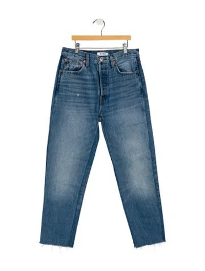 Pre-owned Re/done High-rise Straight Leg Jeans In Blue