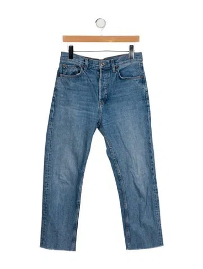 Pre-owned Re/done High-rise Straight Leg Jeans In Blue