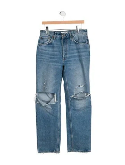 Pre-owned Re/done High-rise Straight Leg Jeans In Blue