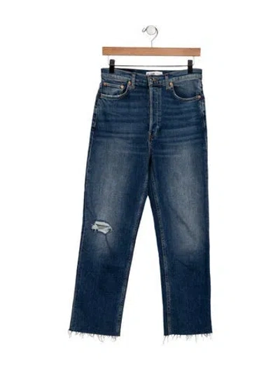 Pre-owned Re/done High-rise Straight Leg Jeans In Blue
