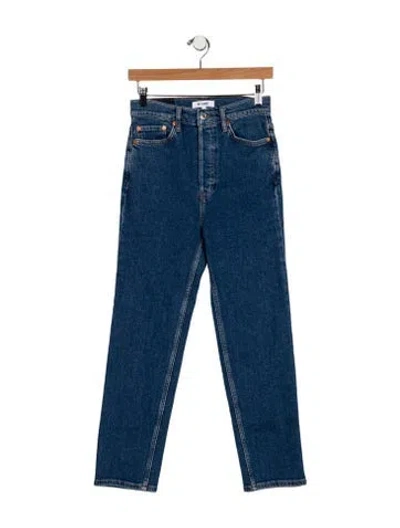 Pre-owned Re/done High-rise Straight Leg Jeans In Blue