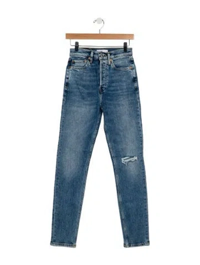Pre-owned Re/done High-rise Straight Leg Jeans In Blue
