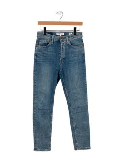 Pre-owned Re/done High-rise Straight Leg Jeans In Blue