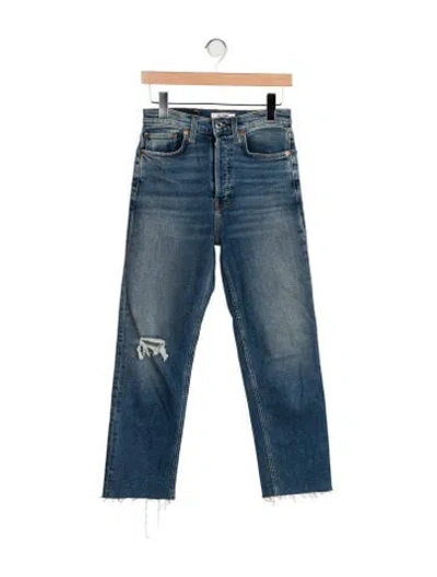 Pre-owned Re/done High-rise Straight Leg Jeans In Blue