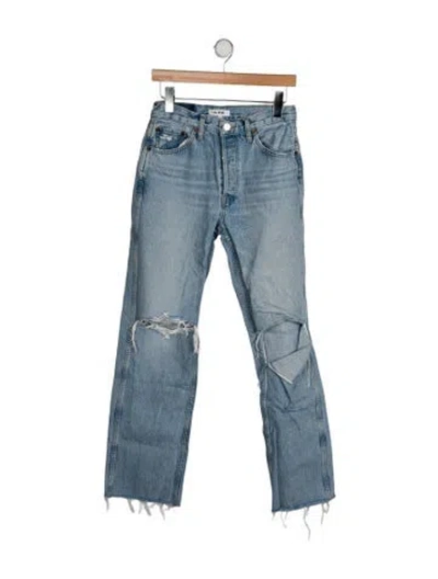 Pre-owned Re/done High-rise Straight Leg Jeans In Blue