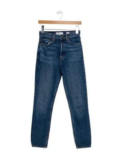 Pre-owned Re/done High-rise Straight Leg Jeans In Blue