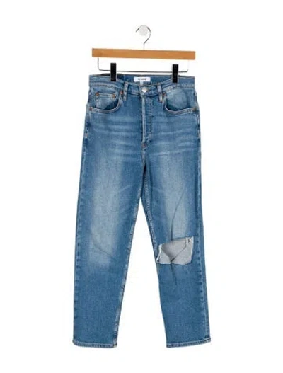 Pre-owned Re/done High-rise Straight Leg Jeans In Blue