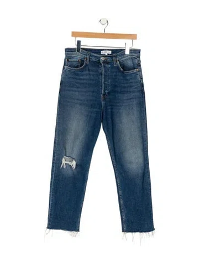 Pre-owned Re/done High-rise Straight Leg Jeans In Blue