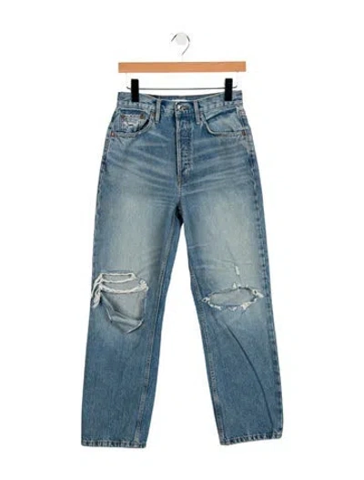 Pre-owned Re/done High-rise Straight Leg Jeans In Blue