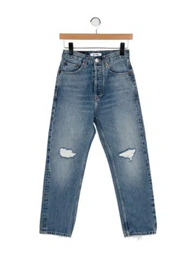 Pre-owned Re/done High-rise Straight Leg Jeans In Blue