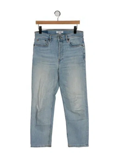 Pre-owned Re/done High-rise Straight Leg Jeans In Blue