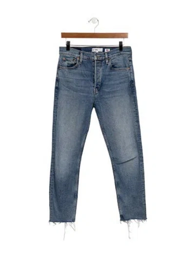 Pre-owned Re/done High-rise Straight Leg Jeans In Blue
