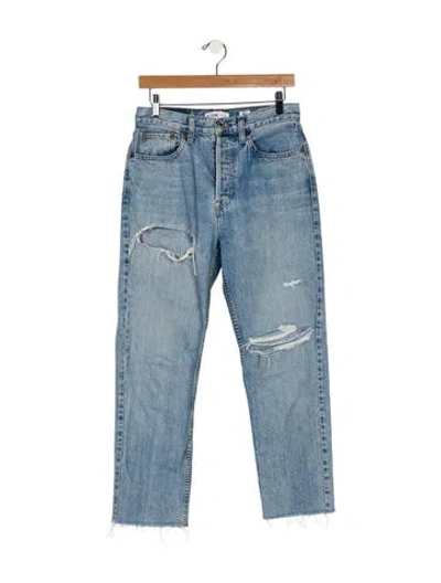 Pre-owned Re/done High-rise Straight Leg Jeans In Blue